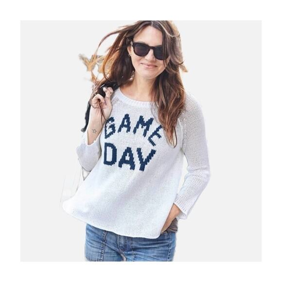 Wooden Ships Knit Game Day Crewneck Sweater Cream XS/ Small - Picture 2 of 9